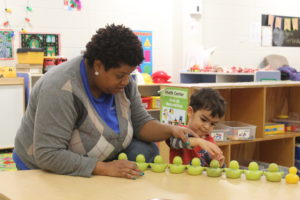 April Jones with student