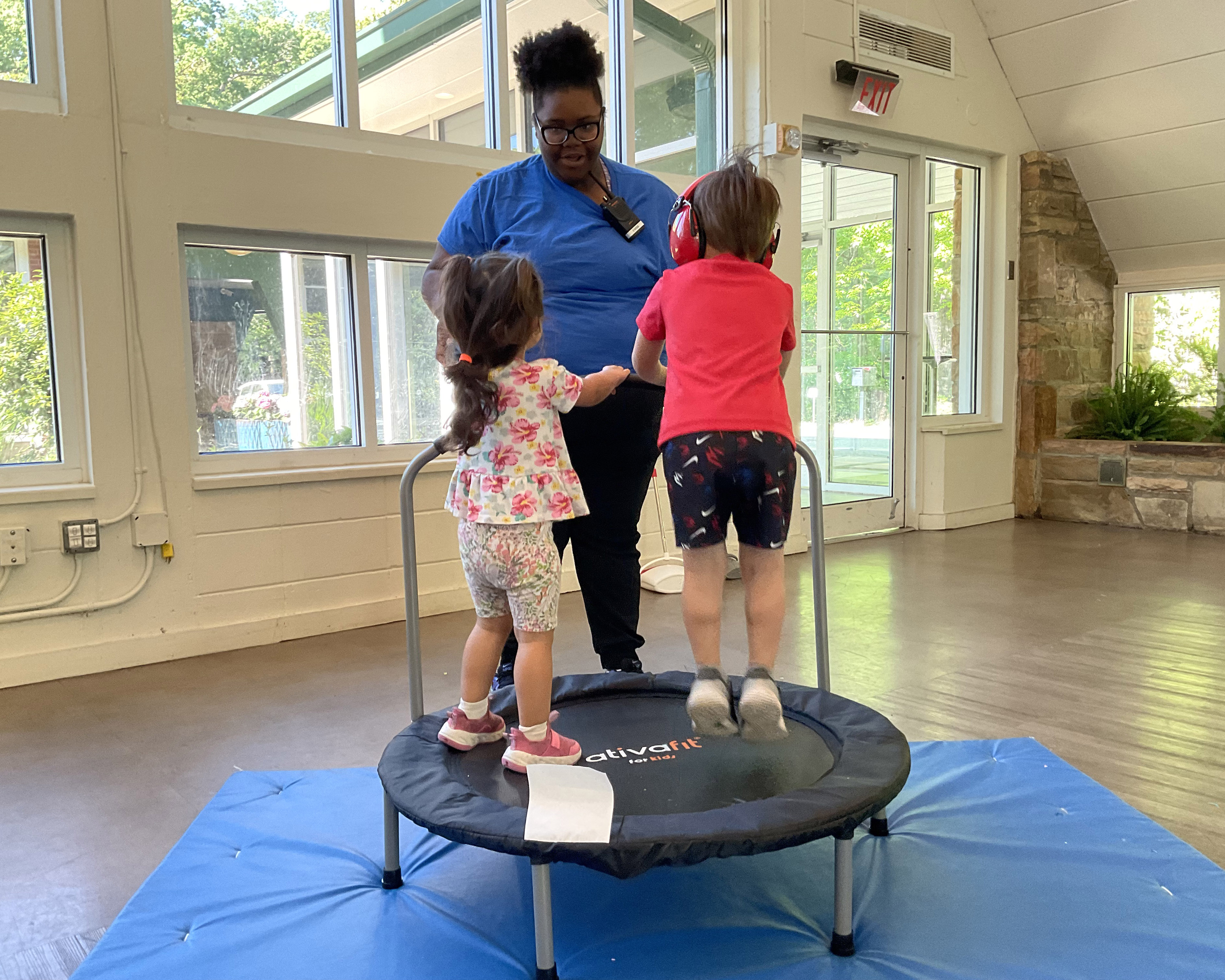 Bouncing helps with balance, body awareness, and regulating the nervous system. PS, it's just fun!