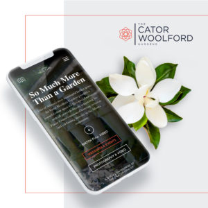 Cator Woolford Gardens website on a mobile phone