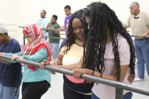 Megan assisting Nicole during a class at the Atlanta Ballet Centre for Dance Education