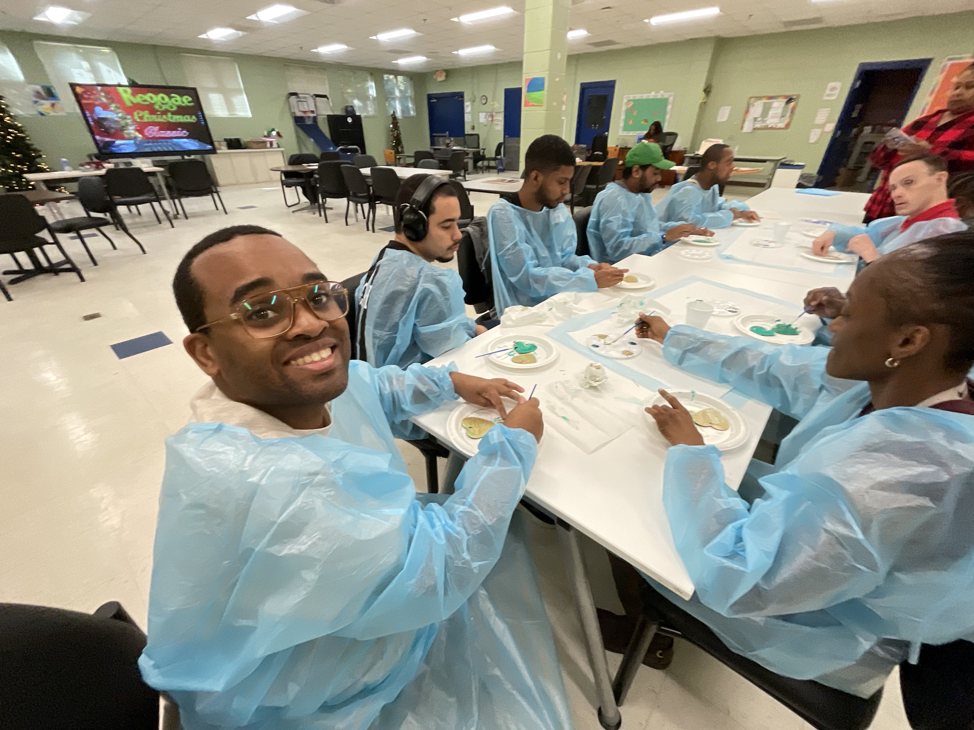 Adult participants crafting ornaments