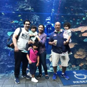 The Hegazy family at the aquarium
