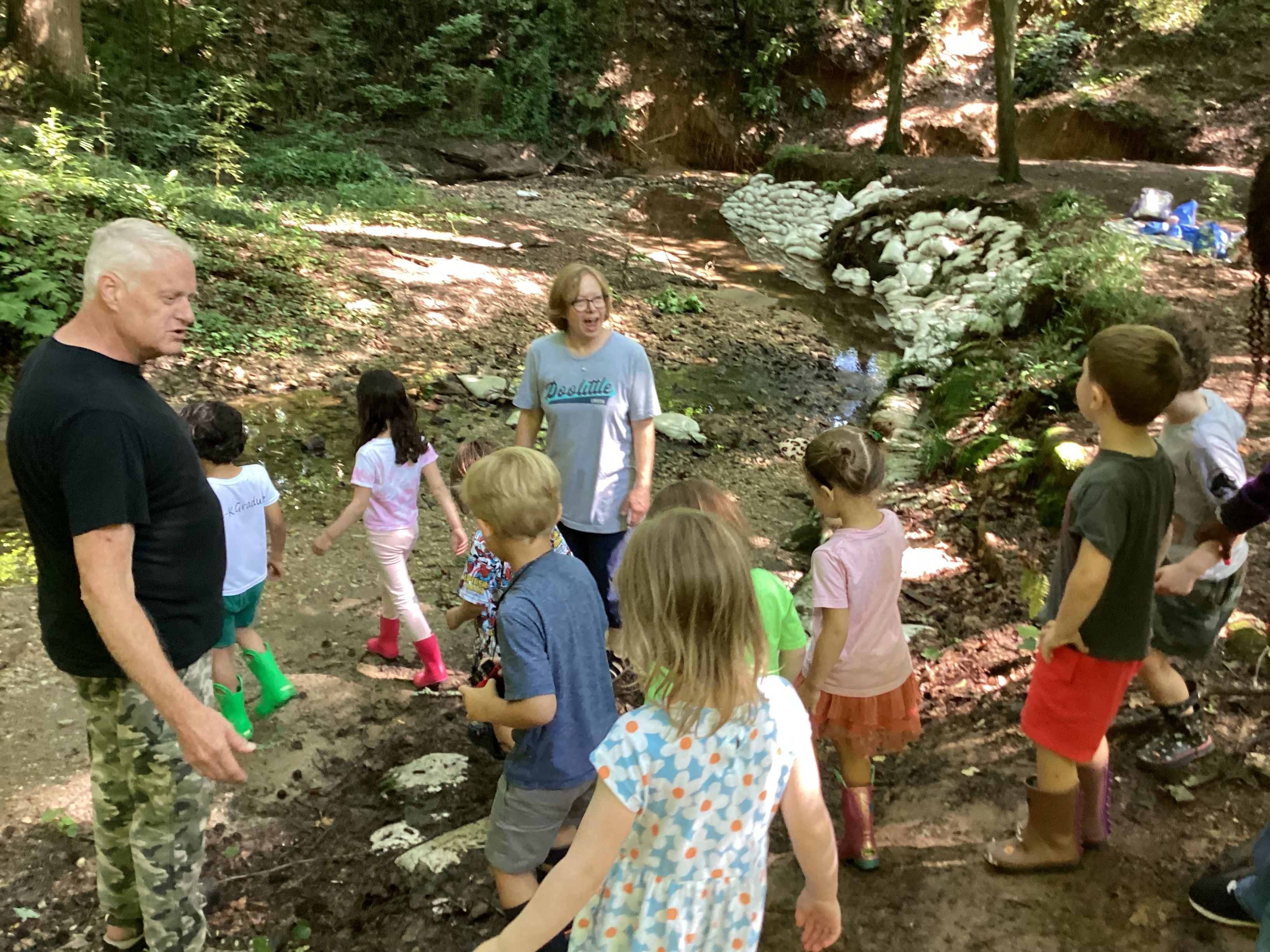 Summer Camp 2023: Learning about the water flowing through Frazer Forest.