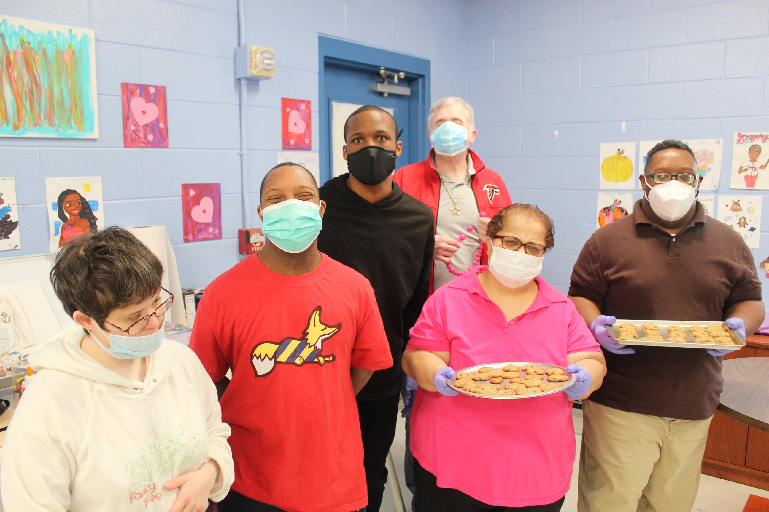 The group made cookies for the staff at Exchange Park.
