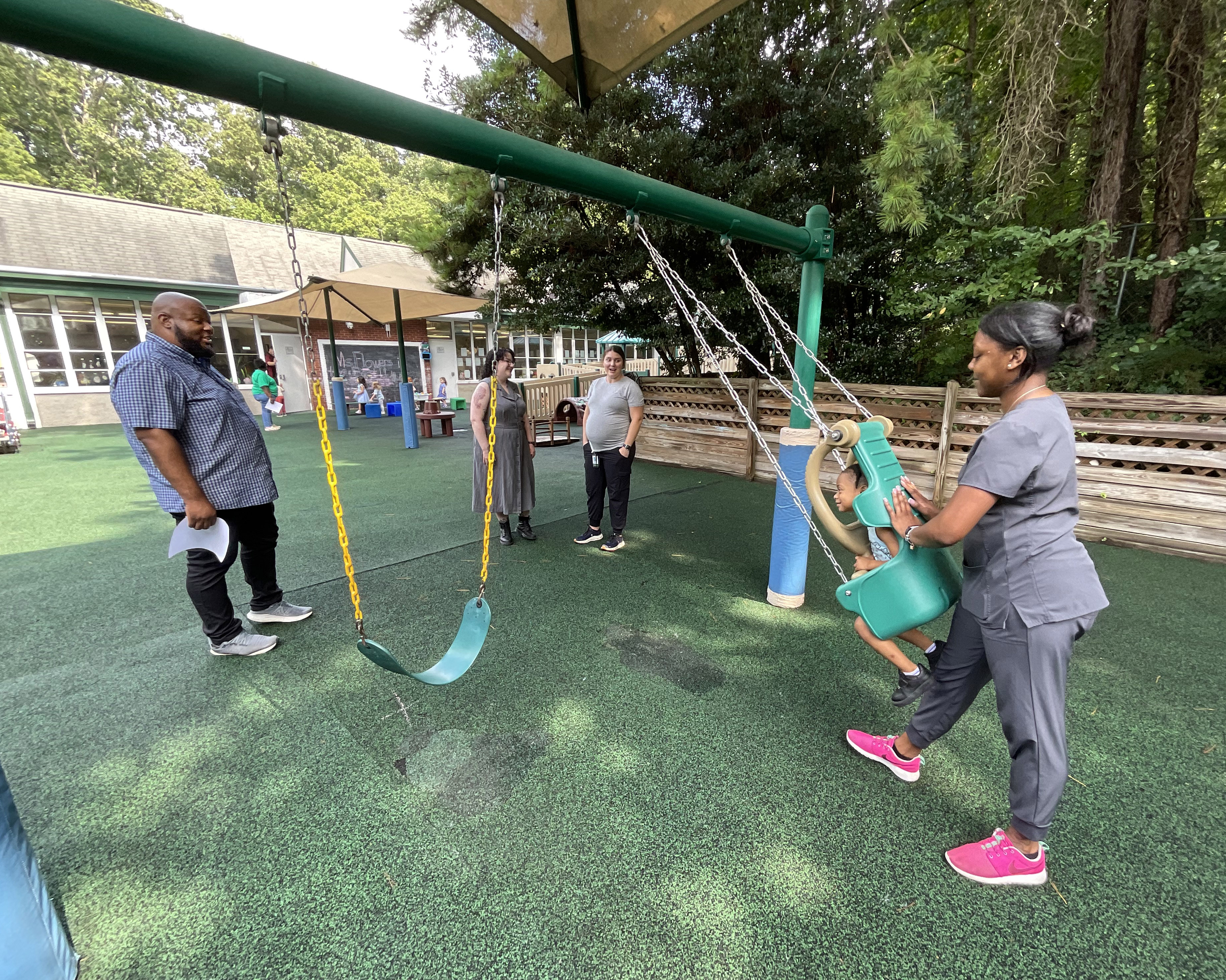 Inclusion Team touching base with visiting therapists