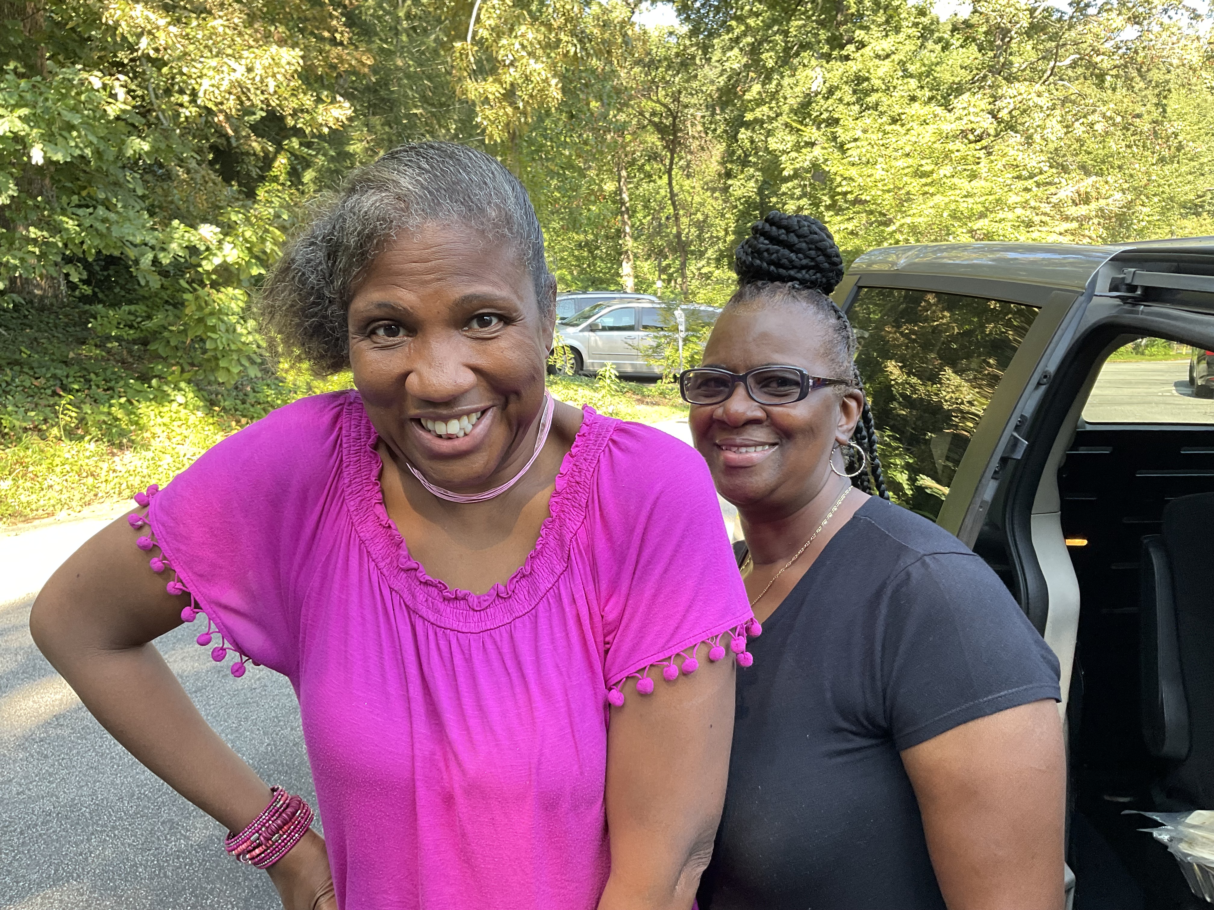 DSP Sandra Reese (R) with adult participant Sarah Greenlaw. Both have been at Frazer for over three decades.